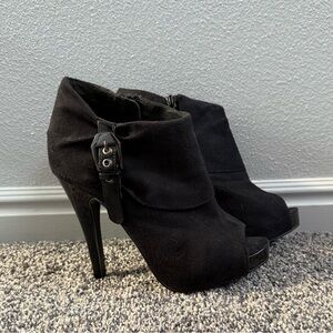 Black Open-toed Stiletto Booties